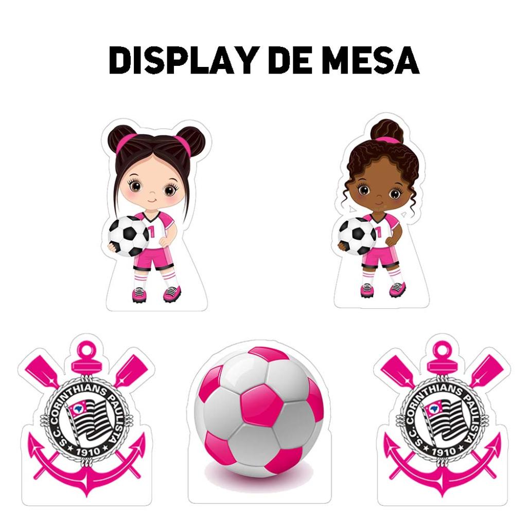 Display de Mesa Corinthians Rosa Infantil - 5 Peças - Tallentos Decorações 