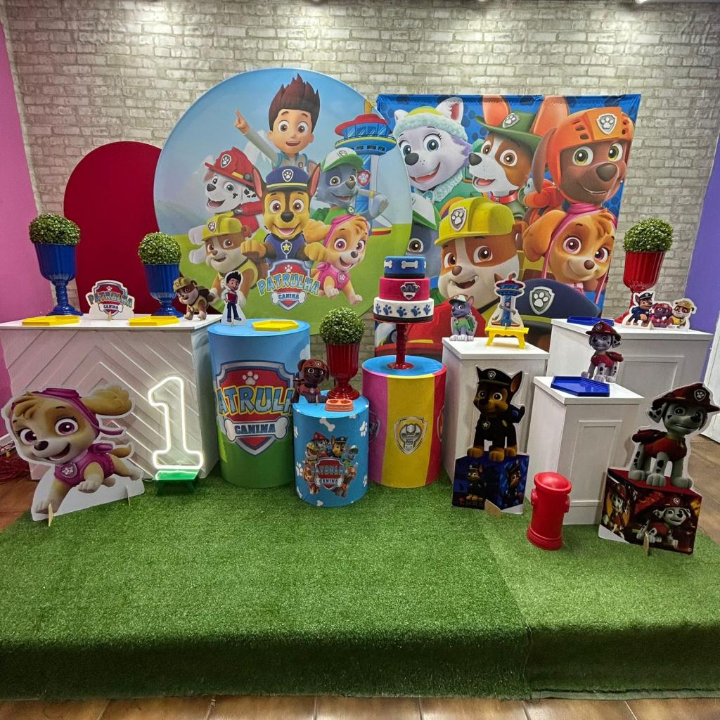 Alugue Tema Para Festa Decoração Patrulha Canina Tecido ( Modelo 4 ) - Tallentos Decorações 