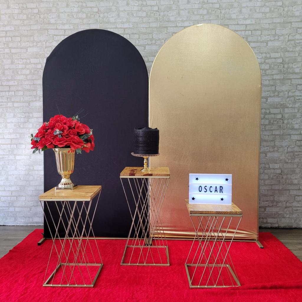 Alugue Tema Para Festa Decoração Happy Preto Com Dourado Tecido - Tallentos Decorações 