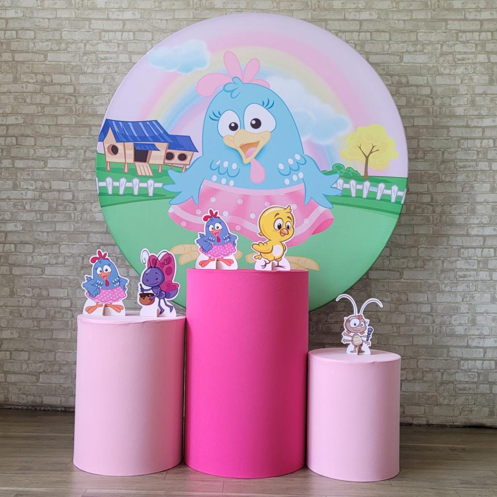 Alugue Tema Para Festa Decoração Galinha Pintadinha Rosa Tecido ( Modelo 2 ) - Tallentos Decorações 