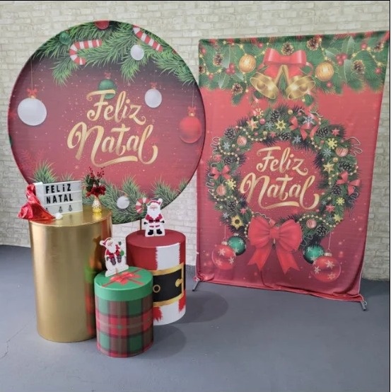 Alugue Tema Para Festa Decoração Natal Tecido ( Modelo 6 ) - Tallentos Decorações 