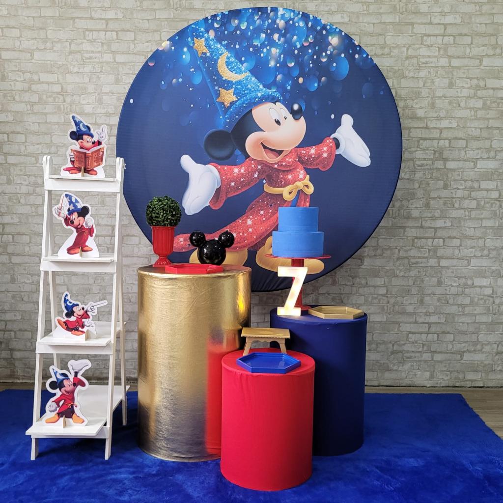Alugue Tema Para Festa Decoração Mickey Feiticeiro Tecido ( Modelo 2 ) - Tallentos Decorações 