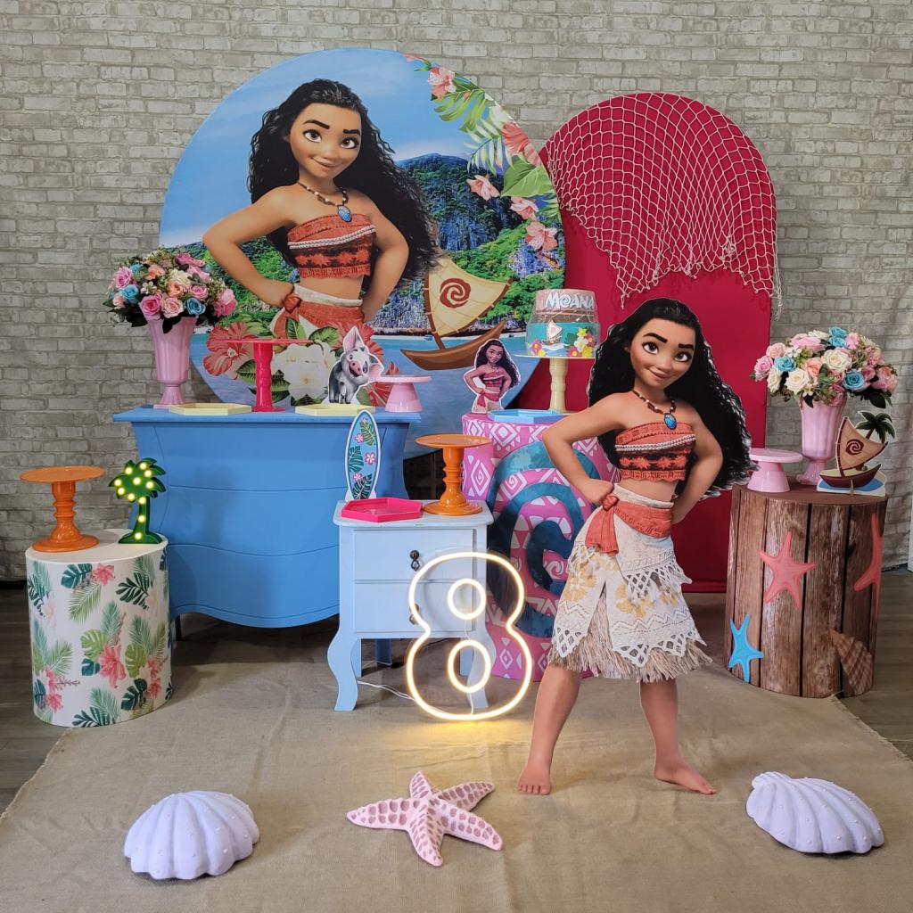 Alugue Tema Para Festa Decoração Moana Tecido ( Modelo 6 ) - Tallentos Decorações 