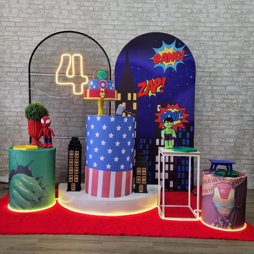 Alugue Tema Para Festa Decoração Vingadores Tecido ( Modelo 4 ) - Tallentos Decorações 