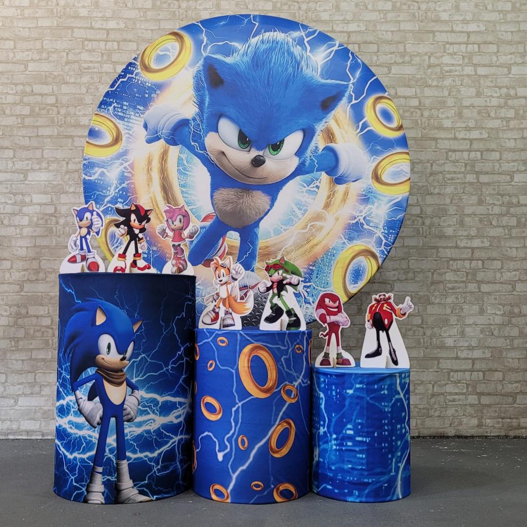Alugue Tema Para Festa Decoração Sonic Tecido ( Modelo 4 ) - Tallentos Decorações 