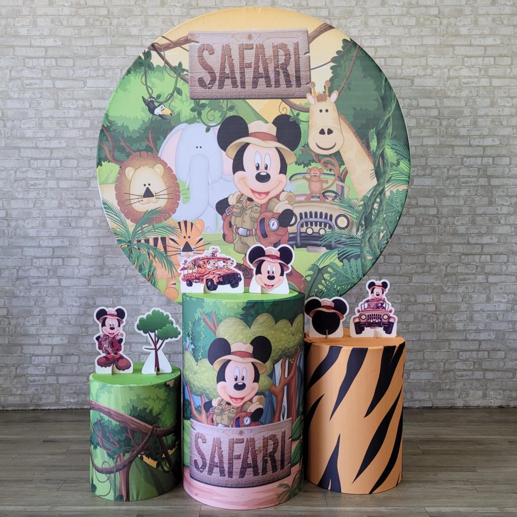 Alugue Tema Para Festa Decoração Mickey Safari Tecido ( Modelo 1 ) - Tallentos Decorações 