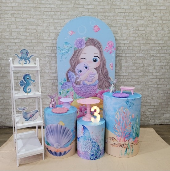 Alugue Tema Para Festa Decoração Sereia Tecido ( Modelo 4) - Tallentos Decorações 