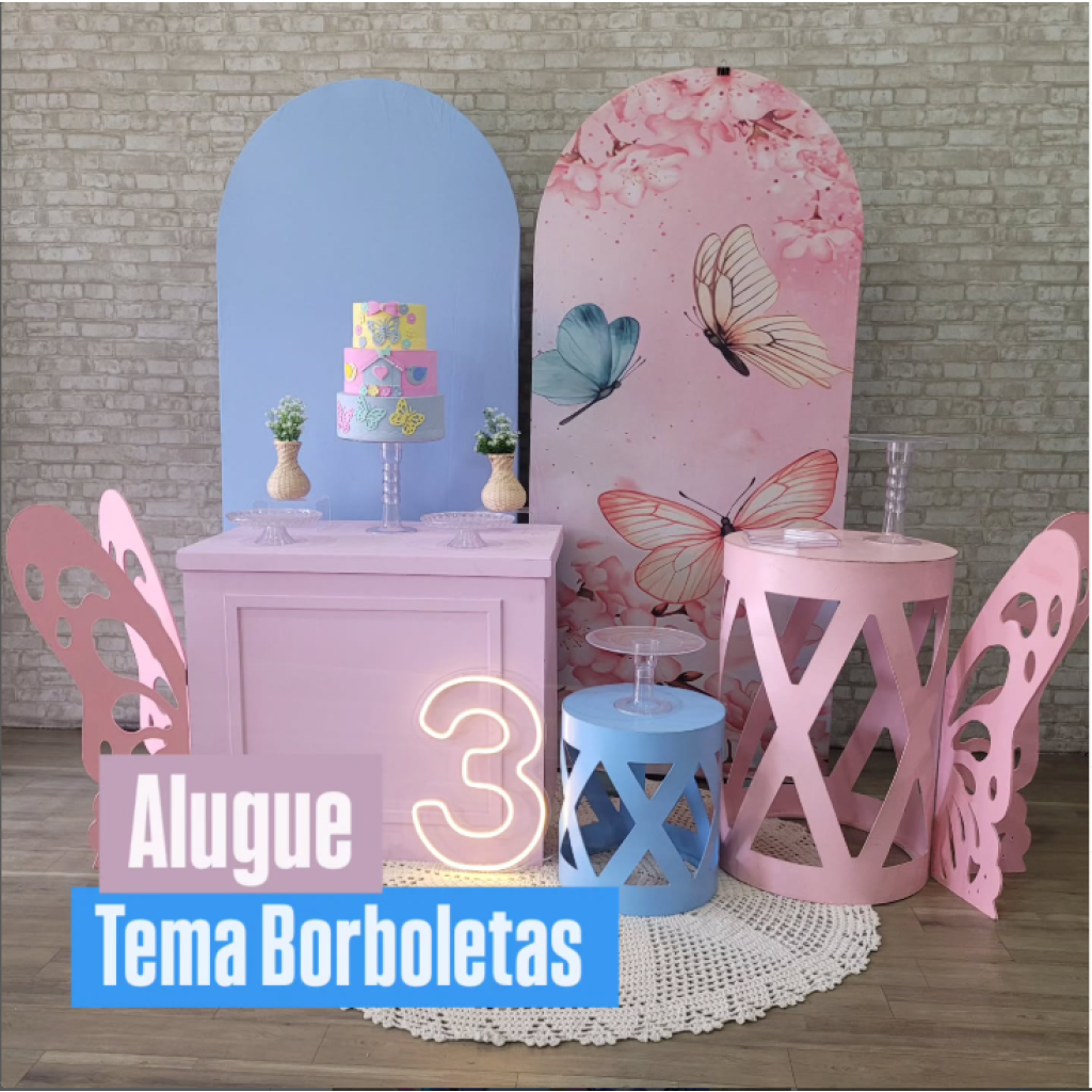 Alugue Tema Para Festa Decoração Jardim das Borboletas Tecido ( Modelo 5 ) - Tallentos Decorações 