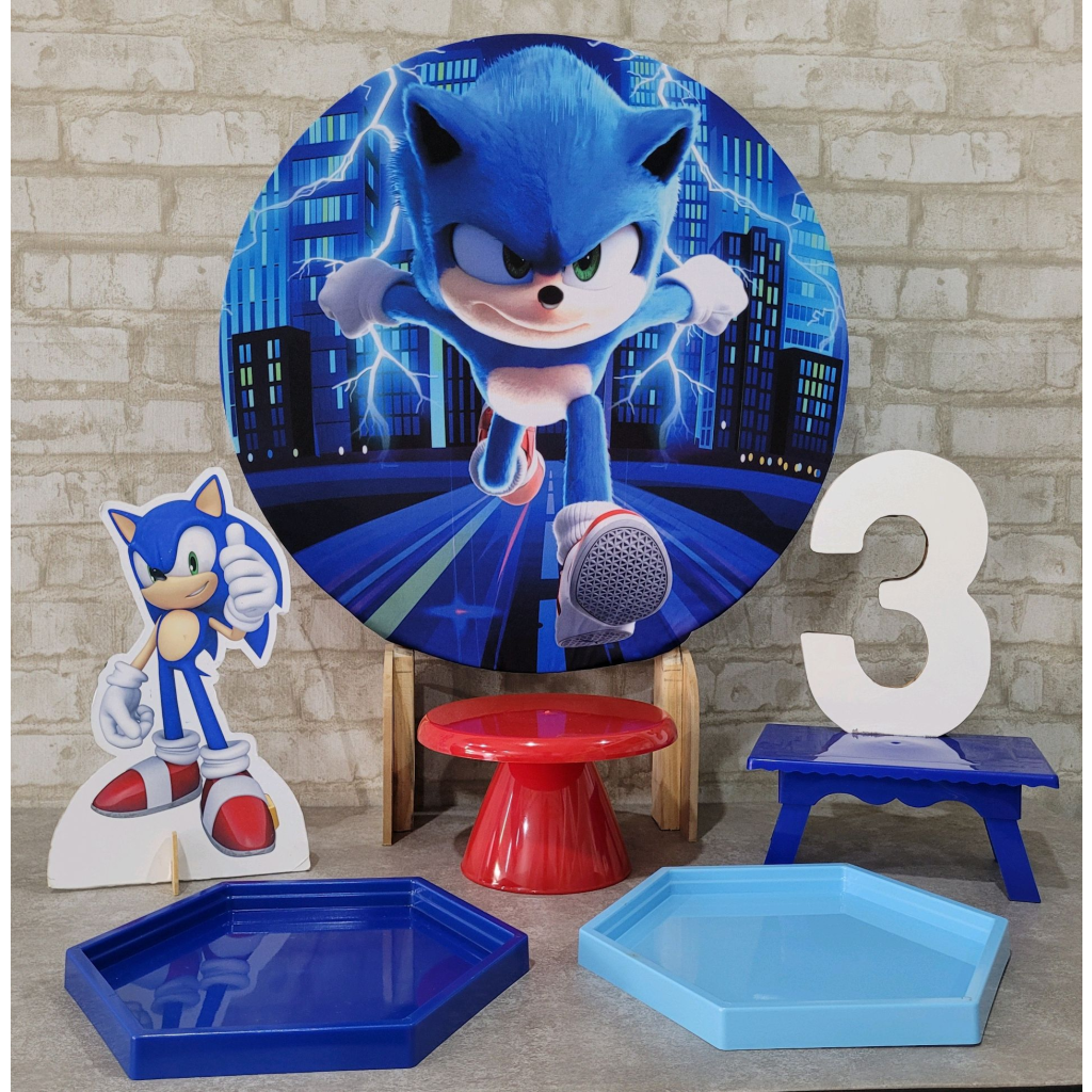 Alugue Tema Para Festa Na Mesa Decoração Sonic ( Modelo 1 ) - Tallentos Decorações 