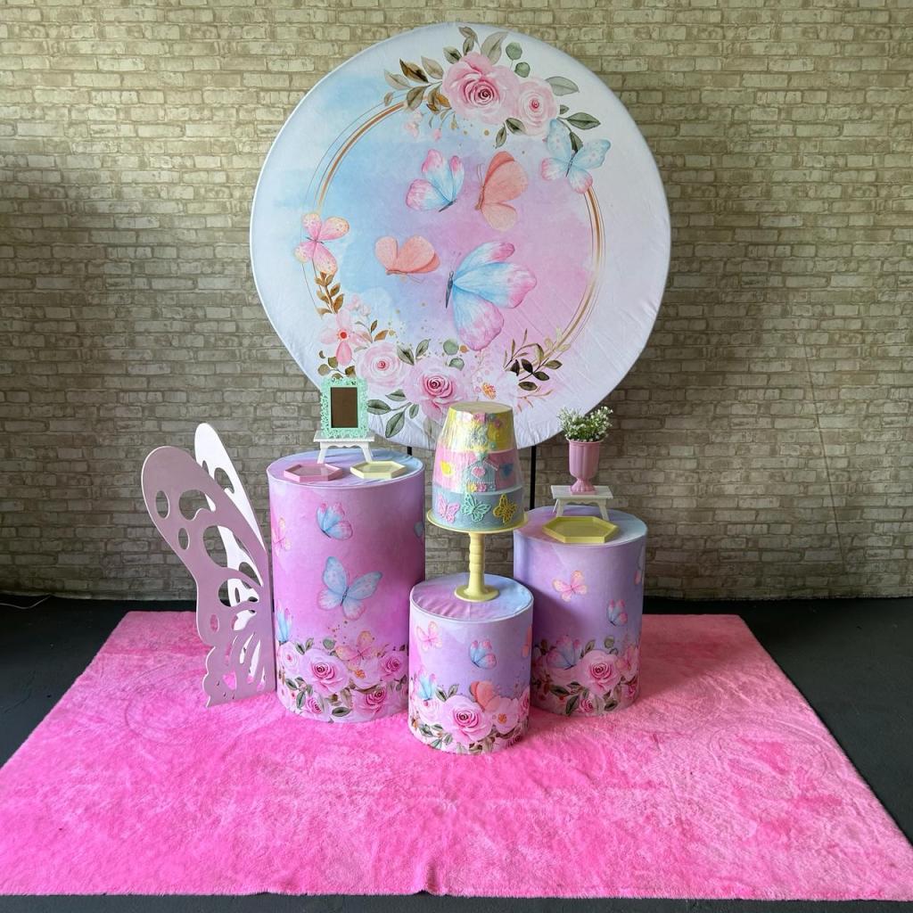 Alugue Tema Para Festa Decoração Jardim das Borboletas Tecido ( Modelo 2 ) - Tallentos Decorações 