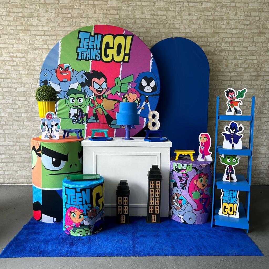 Alugue Tema Para Festa Decoração Jovens Titans Tecido ( Modelo 3 ) - Tallentos Decorações 