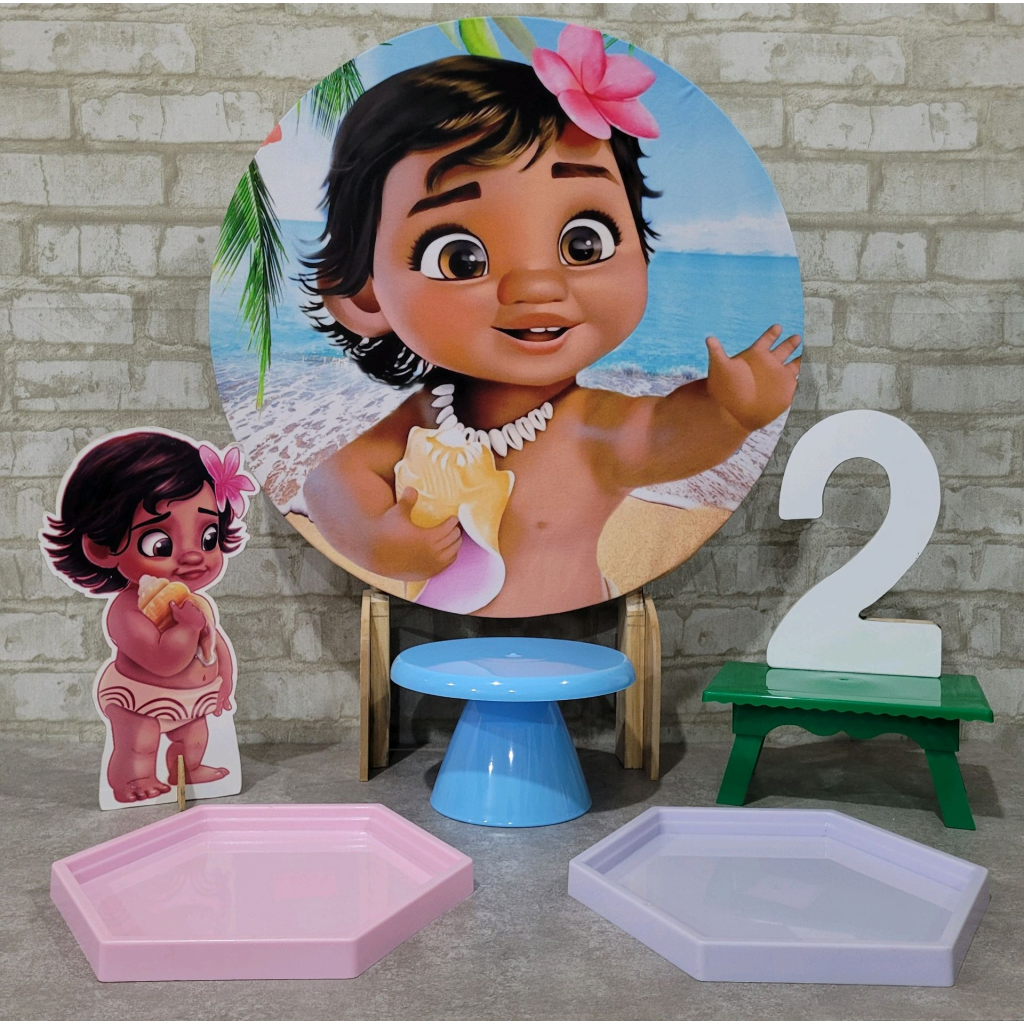 Alugue Tema Para Festa Na Mesa Decoração Moana Baby - Tallentos Decorações 
