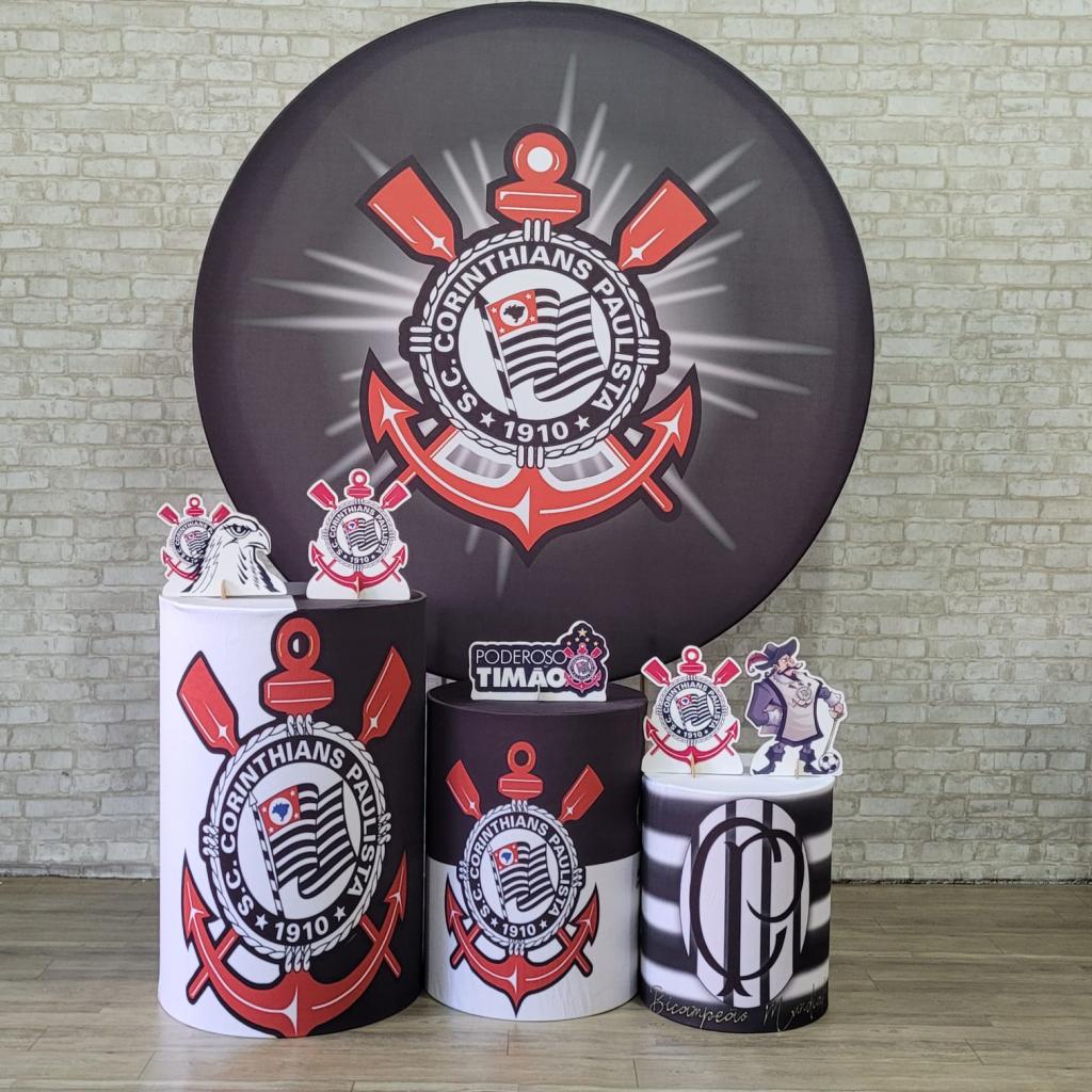 Alugue Tema Para Festa Decoração Corinthians Tecido ( Modelo 1 ) - Tallentos Decorações 