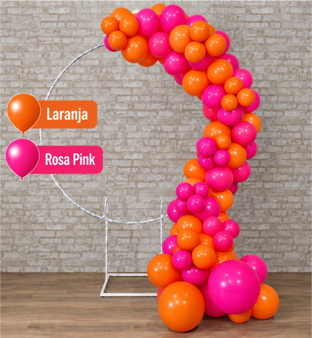 Arco de Balão Pronto Com 3 Metros Laranja E Rosa Pink - Tallentos Decorações 