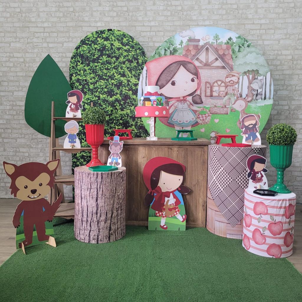 Alugue Tema Para Festa Decoração Chapeuzinho Vermelho Tecido ( Modelo 3 ) - Tallentos Decorações 