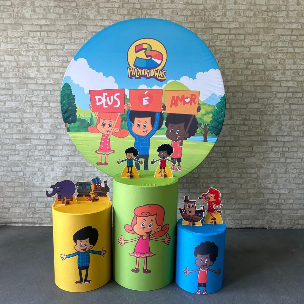 Alugue Tema Para Festa Decoração 3 Palavrinhas Tecido ( Modelo 1 ) - Tallentos Decorações 