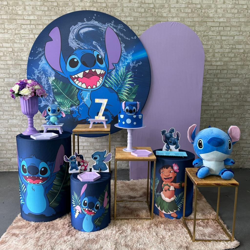 Alugue Tema Para Festa Decoração Lilo Stitch Tecido ( Modelo 4 ) - Tallentos Decorações 