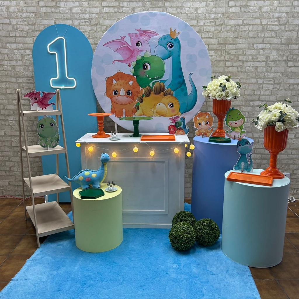 Alugue Tema Para Festa Decoração Dino Baby Tecido ( Modelo 4 ) - Tallentos Decorações 