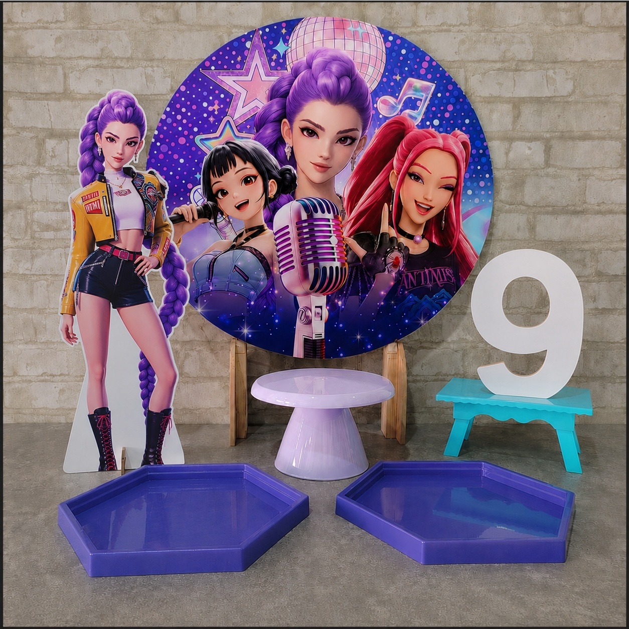Alugue Tema Para Festa Na Mesa Decoração Guerreiras Do K-Pop ( Modelo 1) - Tallentos Decorações 