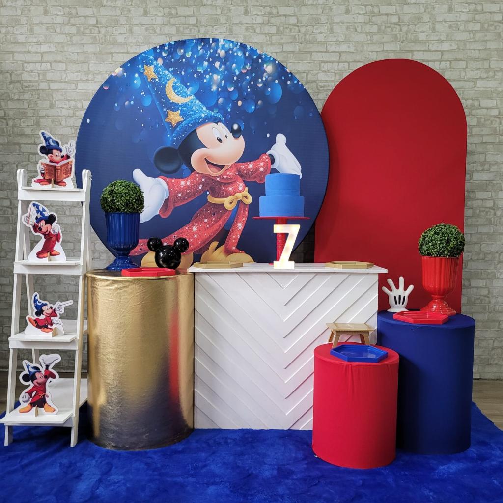Alugue Tema Para Festa Decoração Mickey Feiticeiro Tecido ( Modelo 3 ) - Tallentos Decorações 