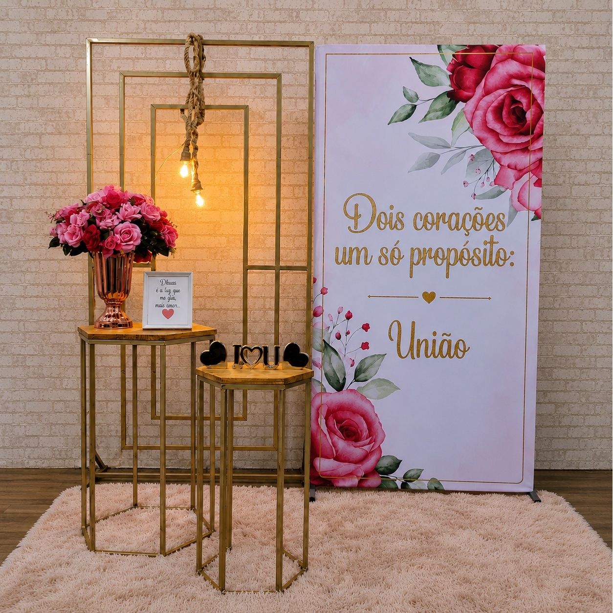 Alugue Tema Para Festa Decoração Encontro de Casais Tecido ( Modelo 4 ) - Tallentos Decorações 