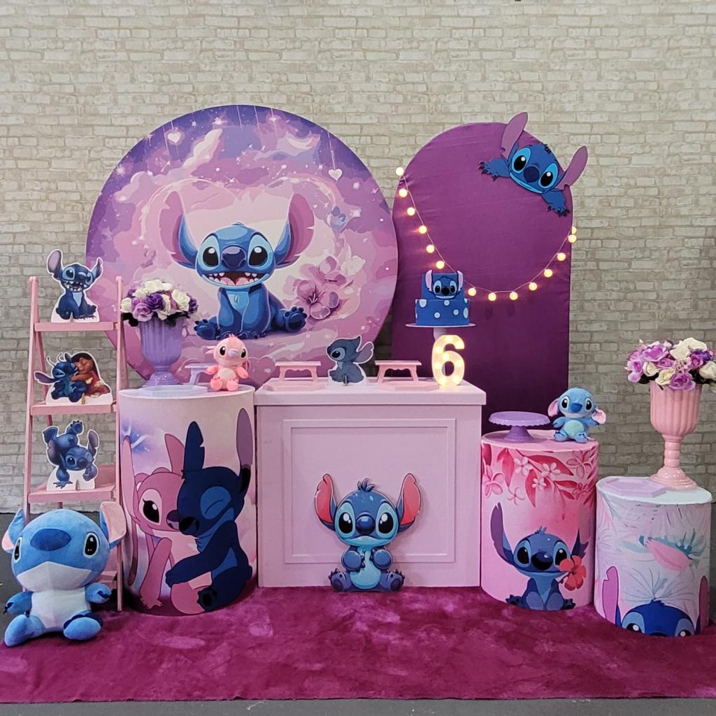 Alugue Tema Para Festa Decoração Lilo Stitch Tecido ( Modelo 7 ) - Tallentos Decorações 
