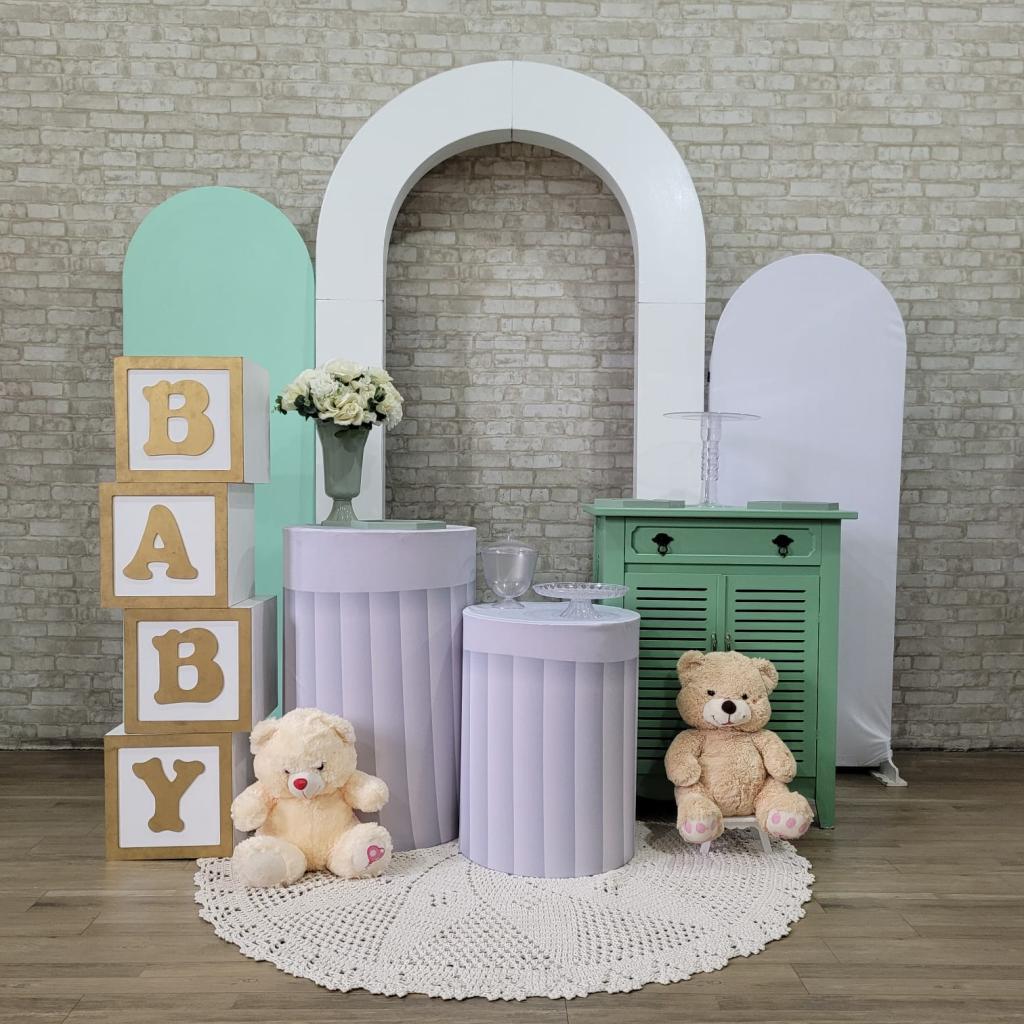Alugue Tema Para Festa Decoração Chá de Bebê Verde Candy Tecido ( Modelo 1 ) - Tallentos Decorações 