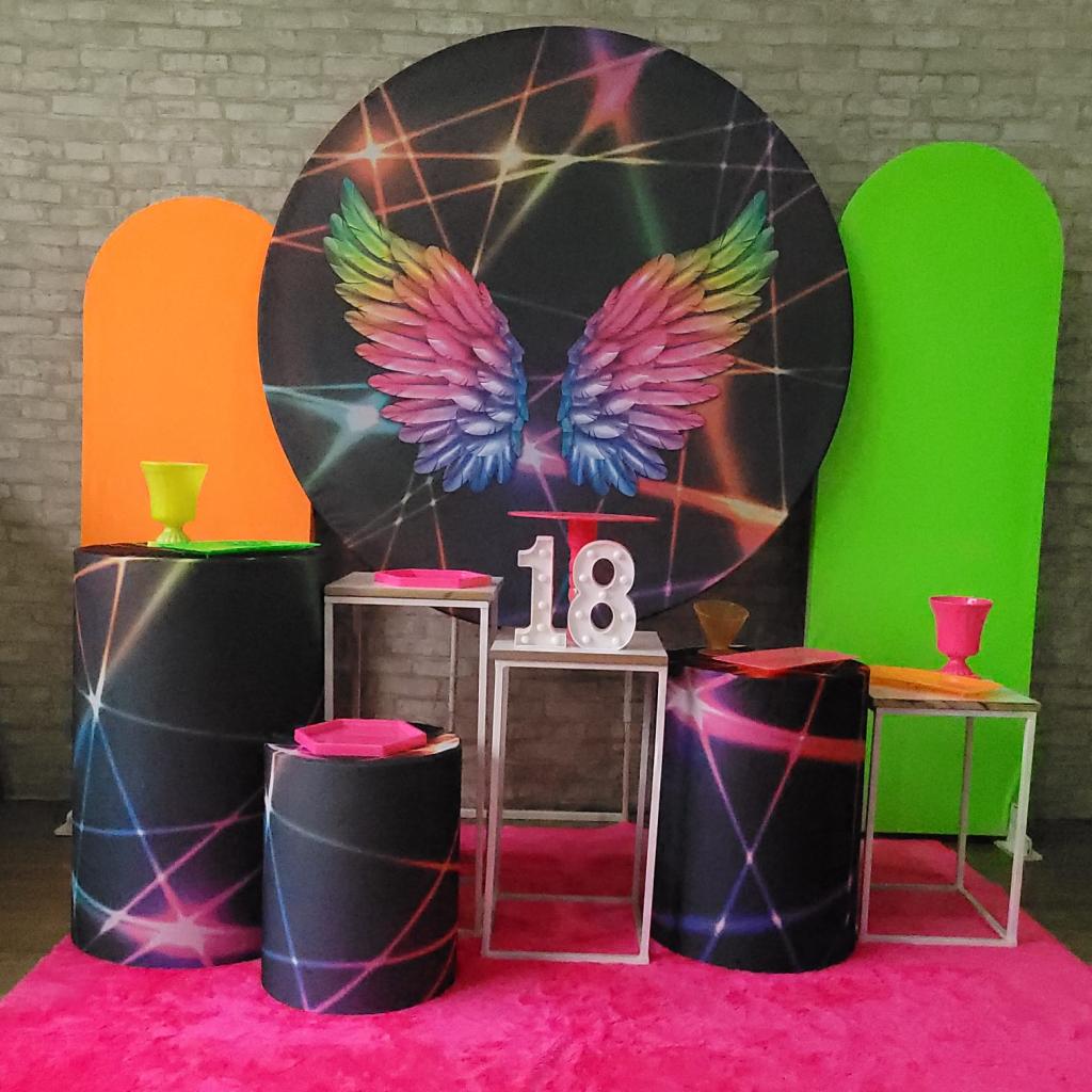 Alugue Tema Para Festa Decoração Neon Tecido ( Modelo 3 ) - Tallentos Decorações 
