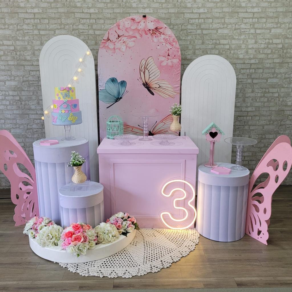 Alugue Tema Para Festa Decoração Jardim das Borboletas Tecido ( Modelo 4 ) - Tallentos Decorações 
