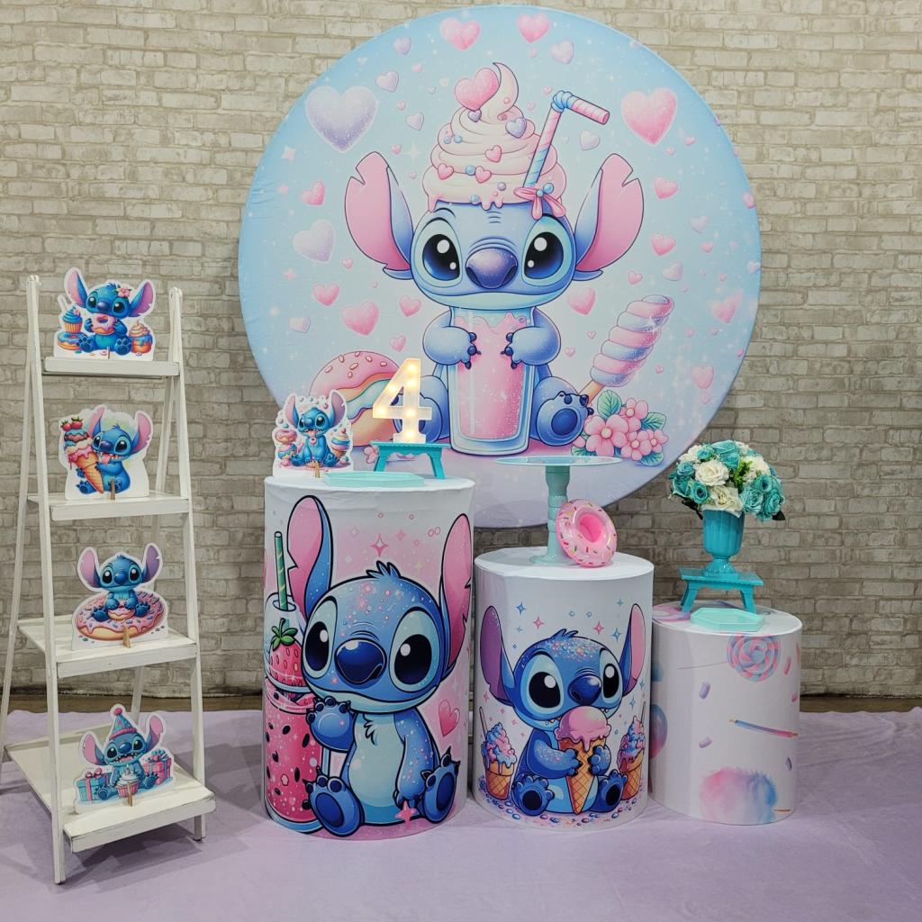 Alugue Tema Para Festa Decoração Lilo Stitch Doce Tecido ( Modelo 2 ) - Tallentos Decorações 