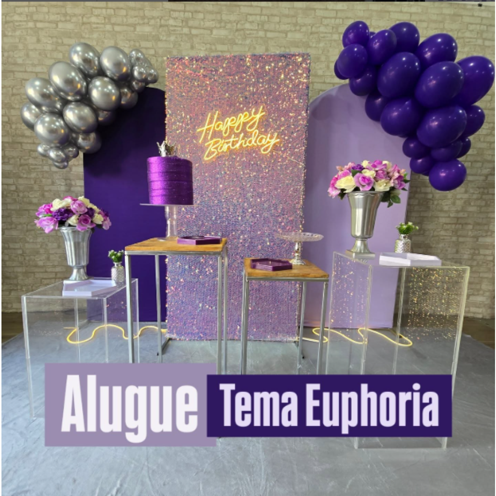 Alugue Tema Para Festa Decoração Euphoria Tecido ( Modelo 8 ) Acompanha Balão - Tallentos Decorações 