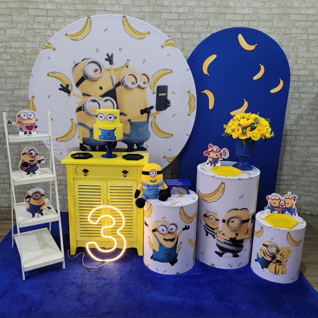 Alugue Tema Para Festa Decoração Minions Tecido ( Modelo 3 ) - Tallentos Decorações 