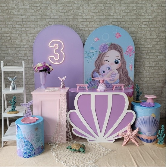 Alugue Tema Para Festa Decoração Sereia Tecido ( Modelo 6) - Tallentos Decorações 