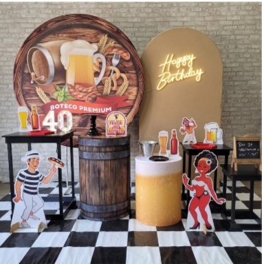 Alugue Tema Para Festa Decoração Boteco Tecido ( Modelo 6) - Tallentos Decorações 