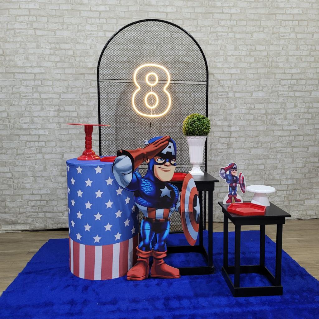 Alugue Tema Para Festa Decoração Capitão America Tecido - Tallentos Decorações 