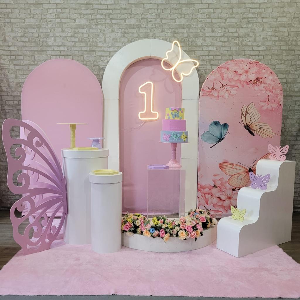 Alugue Tema Para Festa Decoração Jardim das Borboletas Tecido ( Modelo 7 ) - Tallentos Decorações 