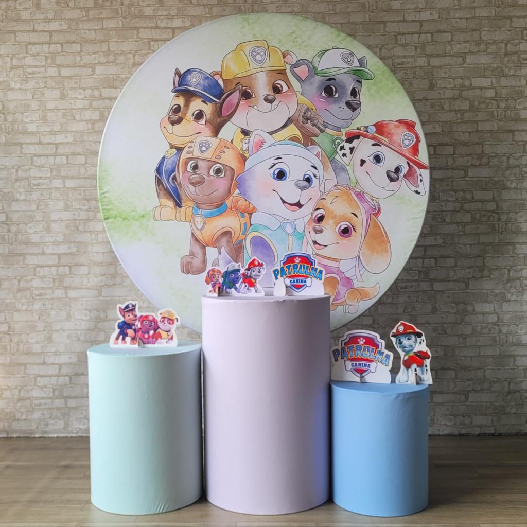 Alugue Tema Para Festa Decoração Patrulha Canina Candy Color Tecido ( Modelo 1 ) - Tallentos Decorações 