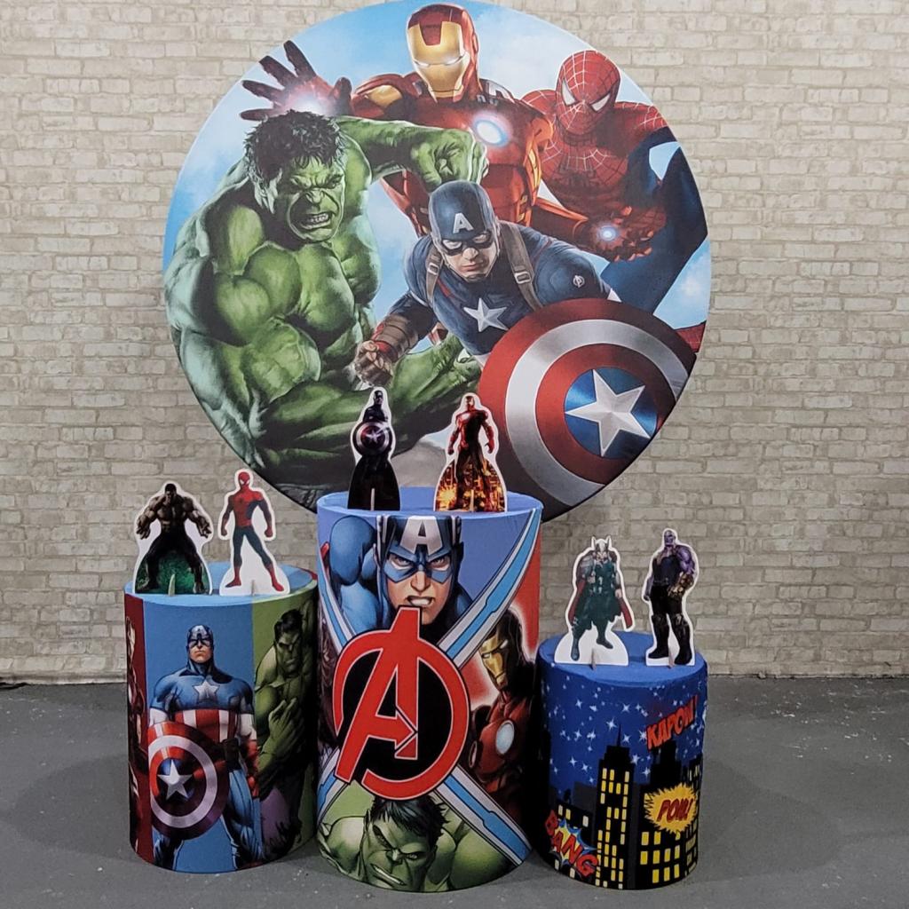 Alugue Tema Para Festa Decoração Vingadores Tecido ( Modelo 1 ) - Tallentos Decorações 