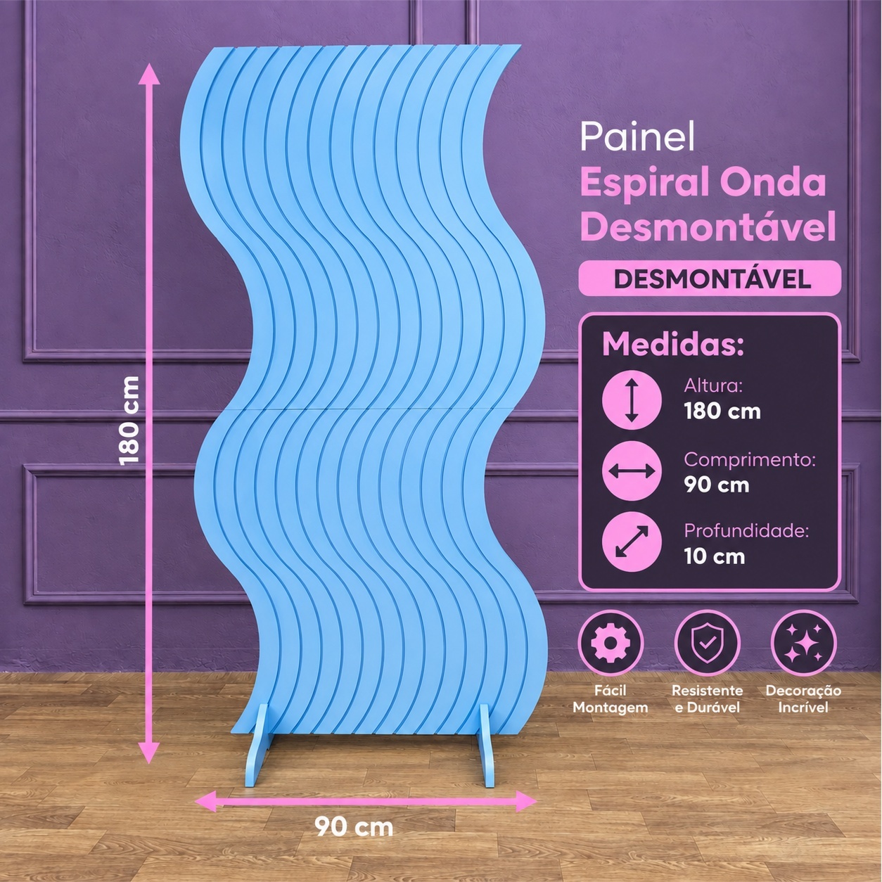 Alugue Painel Onda Azul - Tallentos Decorações 