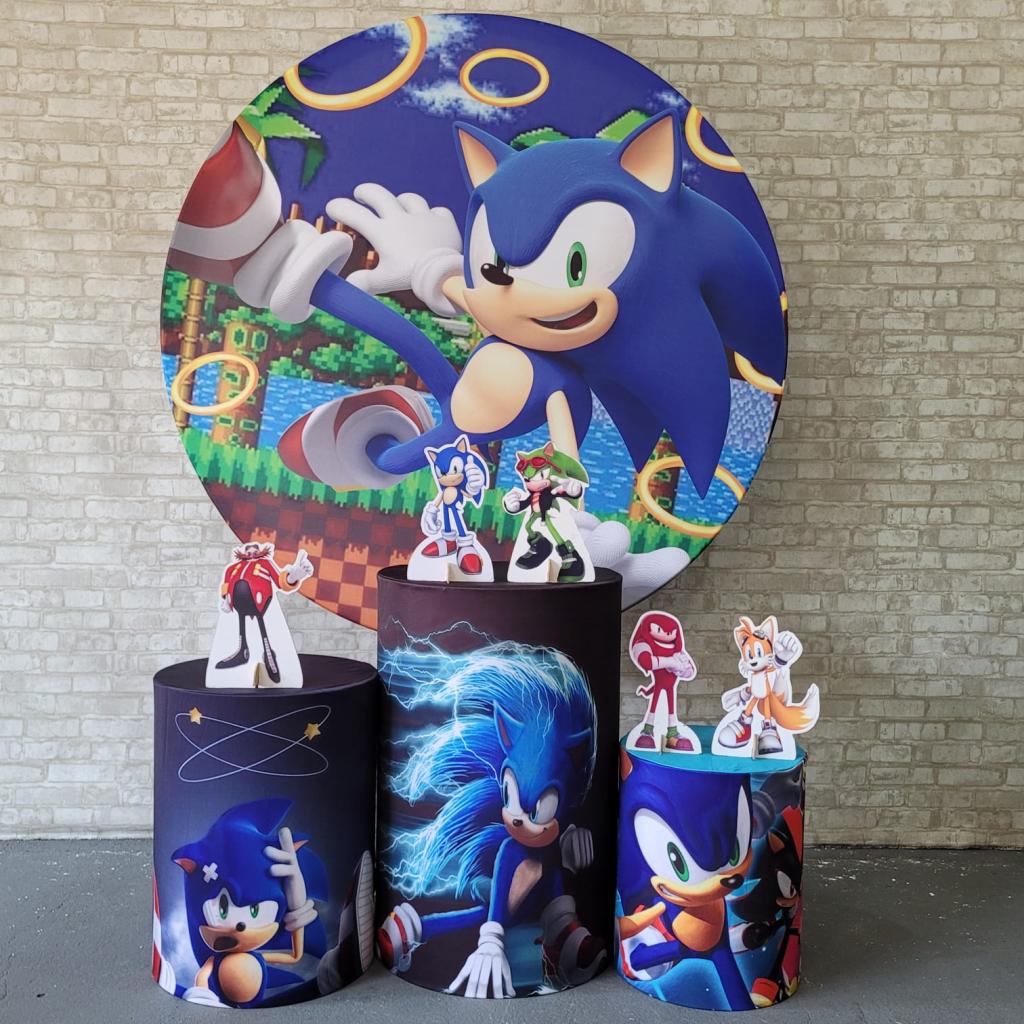 Alugue Tema Para Festa Decoração Sonic Tecido ( Modelo 1 ) - Tallentos Decorações 