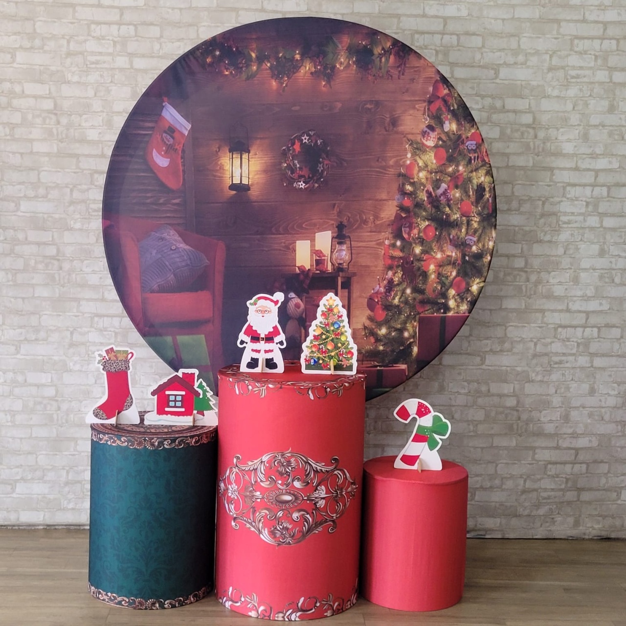 Alugue Tema Para Festa Decoração Natal Tecido ( Modelo 11 ) - Tallentos Decorações 