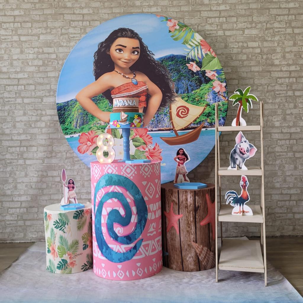 Alugue Tema Para Festa Decoração Moana Tecido ( Modelo 3 ) - Tallentos Decorações 