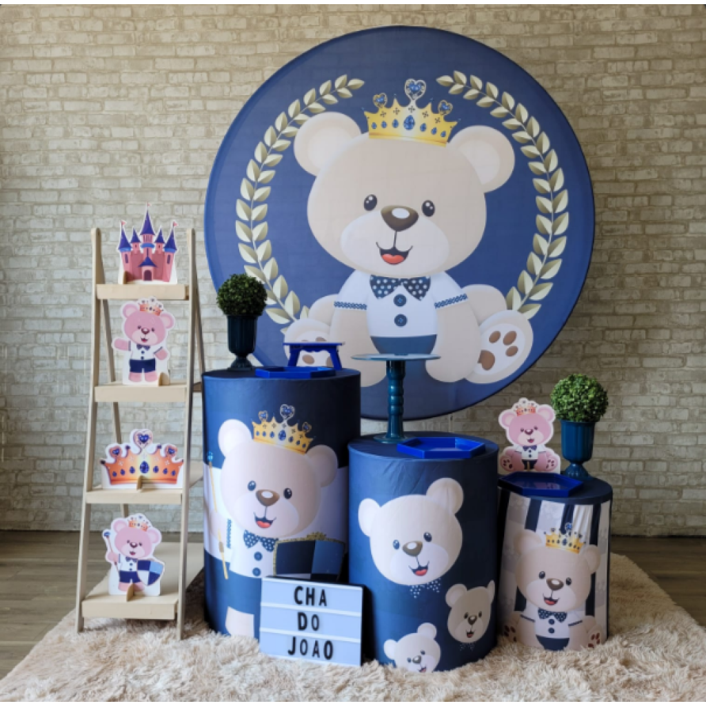 Alugue Tema Para Festa Decoração Ursinho Príncipe Tecido ( Modelo 2 ) - Tallentos Decorações 