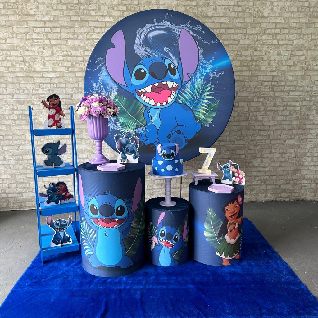 Alugue Tema Para Festa Decoração Lilo Stitch Tecido ( Modelo 3 ) - Tallentos Decorações 