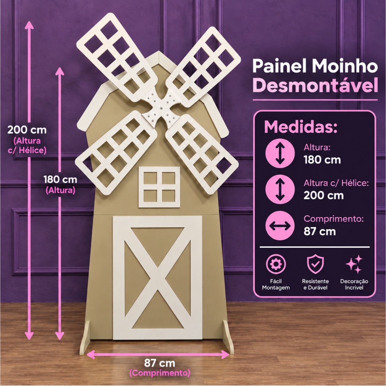 Alugue Painel Moinho - Tallentos Decorações 