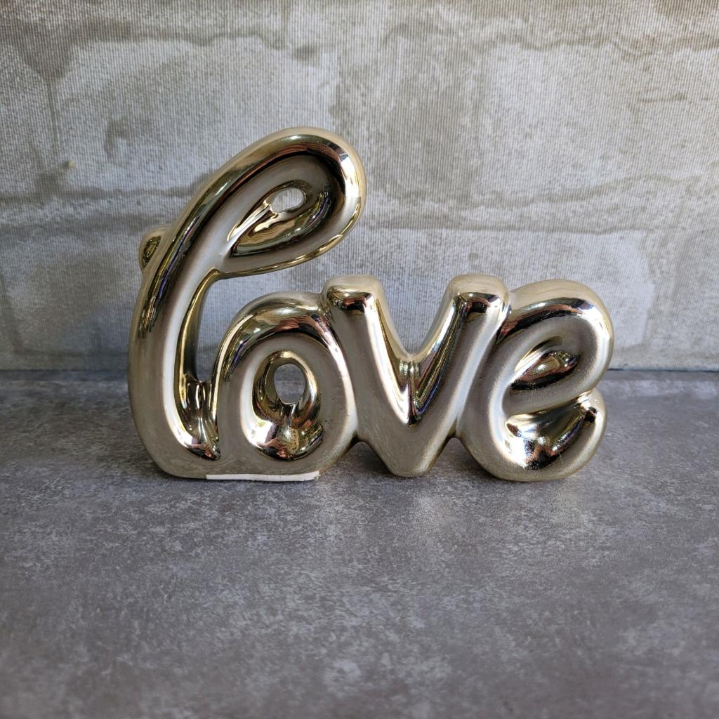 Enfeite Decorativo Love Porcelana - Dourado - Dourado - Tallentos Decorações 
