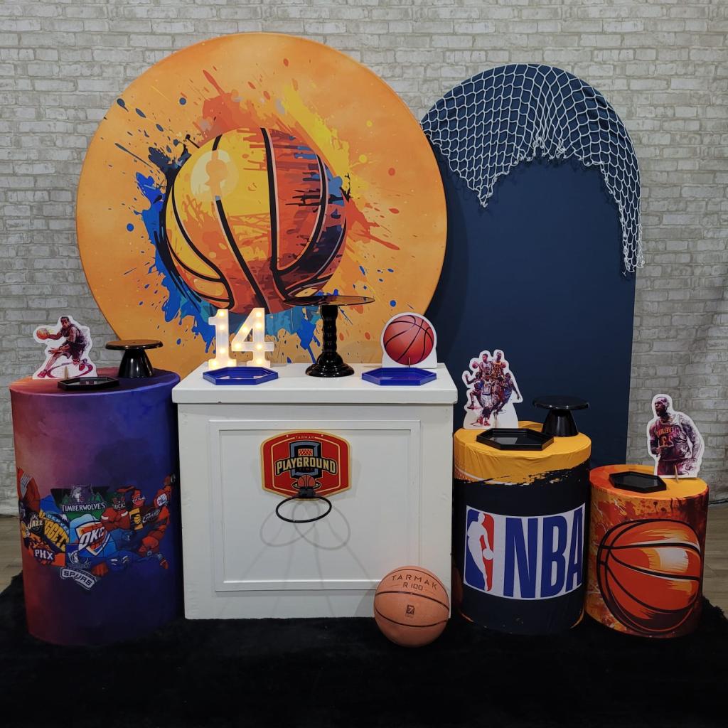 Alugue Tema Para Festa Decoração Basquete Tecido ( Modelo 4 ) - Tallentos Decorações 