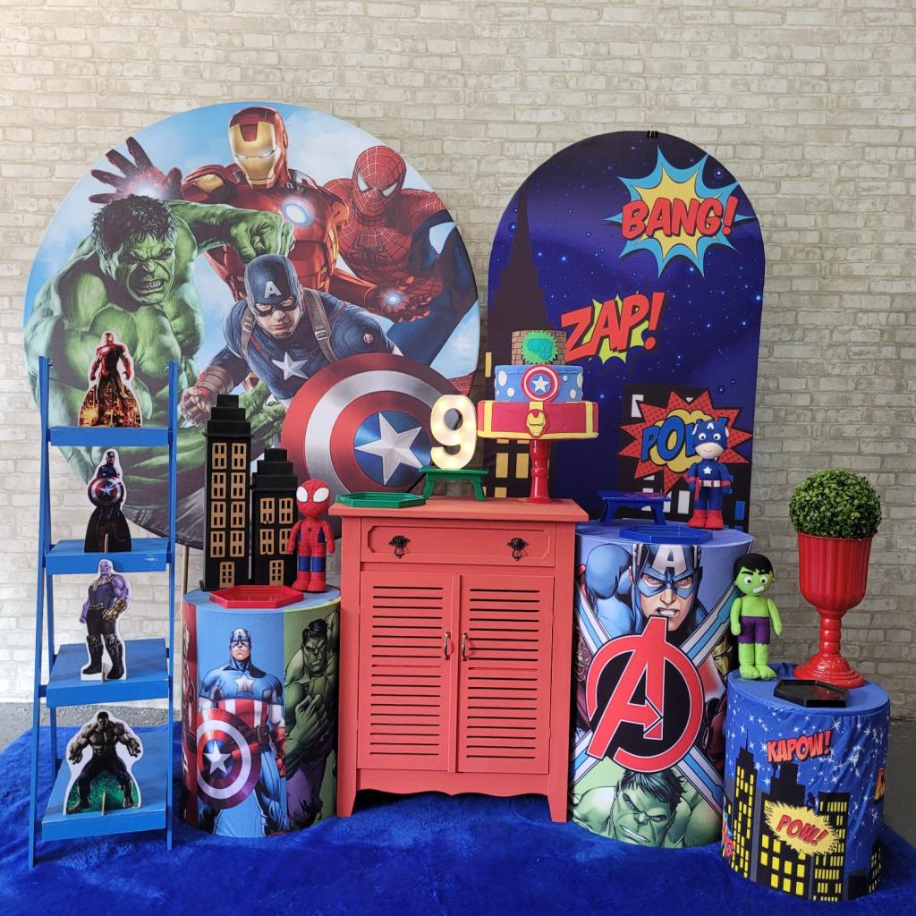 Alugue Tema Para Festa Decoração Vingadores Tecido ( Modelo 3 ) - Tallentos Decorações 