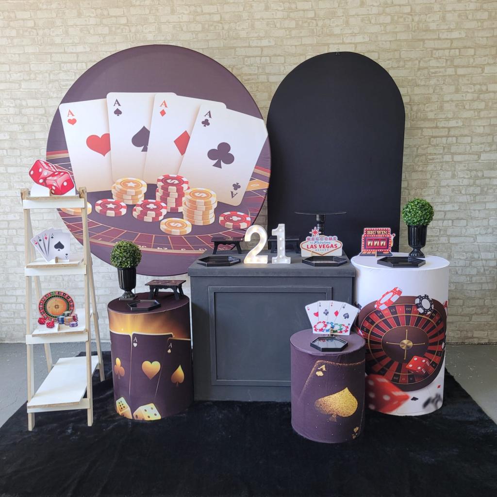 Alugue Tema Para Festa Decoração Cassino Tecido ( Modelo 3 ) - Tallentos Decorações 