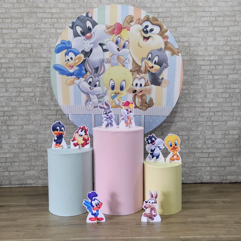Alugue Tema Para Festa Decoração Looney Tunes Menina Tecido ( Modelo 1 ) - Tallentos Decorações 